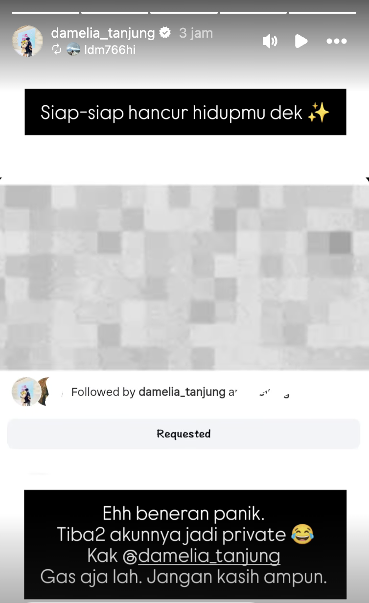 IG story Dinda Amelia Tanjung